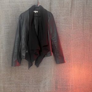 New York & Company drape front black leather jacket